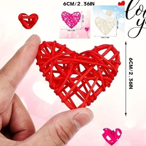 Handcrafted 6cm red rattan heart decoration for Valentine's Day and wedding vase fillers