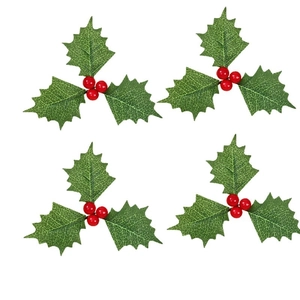 Artificial Christmas holly leaves with red berries for tree and wreath DIY decorations