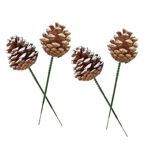 Natural Pine Cones Floral Picks With Green Iron Wire Stem For Christmas Wreath DIY Flower Arrangement Home Holiday Decor