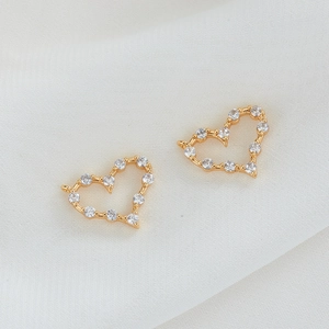 14K vergulde hartvormige hanger met witte zirkonia voor DIY sieraden maken