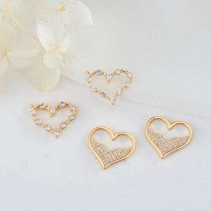 14K vergulde hartjes hangers met sprankelende zirkoon voor DIY sieraden maken