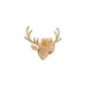 Elegant gold antler brooch with crystal inlay and butterfly clasp for women