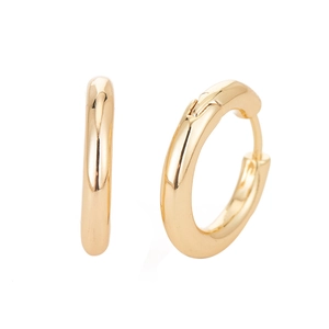 Orecchini a cerchio rotondi lucidi placcati in oro 14K con chiusura sicura per donna
