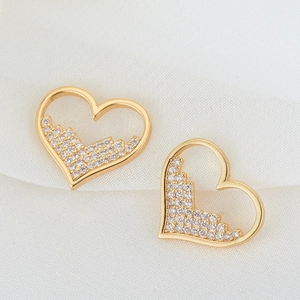 Koper Strass Hart Hanger Voor DIY Sieraden Maken Hol Volledig Ingezet Charm Voor Oorbel Ketting Ambachten Modieus Pendelen Stijl Accessoire Voor Dames
