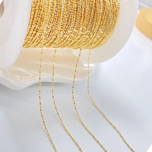 14K Gold Plated Brass DIY Jewelry Making Chain Bead Bamboo Link Chain For Necklace Bracelet Craft Accessories Findings