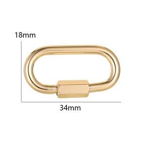 Polished 14K gold 34x18mm oval screw lock clasp for DIY jewelry and bag accessories