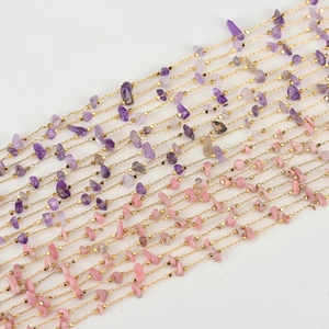 14 Karat Vergoldete Kupferkette Mit Unregelmäßigem Naturstein Erdbeerquarz Amethyst Für DIY Armband Fußkettchen Schmuckherstellung