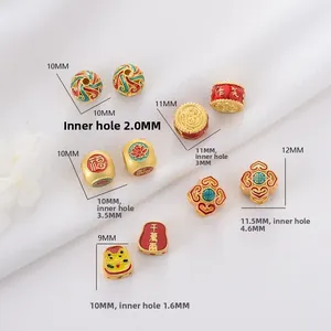 Orientalische Emaille Blumen Glücksperlen 14K Vergoldete Messing Zwischenperlen Für DIY Schmuckherstellung Armband Damen