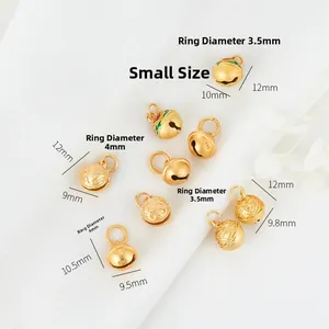 Gold sand bell pendants with enamel craft and cloud patterns for DIY jewelry making