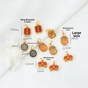 Chinese traditional enamel tiger and fortune lock charms for DIY jewelry making