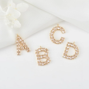 Initial Alphabet Hanger Charms Koper Goud Verguld Strass Ingelegd Letter Voor DIY Ketting Armband Sieraden Maken Benodigdheden
