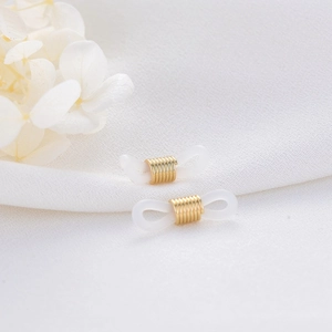 Connecteurs de chaîne de lunettes en silicone antidérapant plaqué or 14K pour bijoux DIY