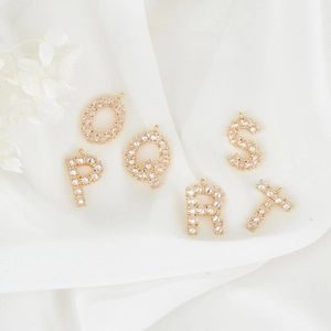 Vergulde 14K zirkoon alfabet hangers O tot T voor DIY kettingen en armbanden
