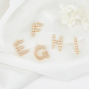 Vergulde 14K letterhangers E-I met zirkoon voor het maken van DIY-sieraden