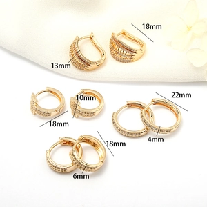 14K Gold Plated Brass Round Hoop Earrings For Women Micro Inlaid Zirconia Geometric Lattice Ear Buckle Fashion Jewelry
