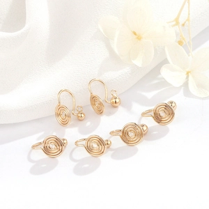 14K gold plated spiral non-pierced ear clip converters for DIY jewelry making