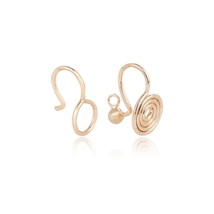 Polished 14k gold plated copper round mosquito coil clip-on earring for DIY jewelry