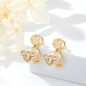 Exquisite 14k gold plated drop earrings with animal head design and zircon inlay