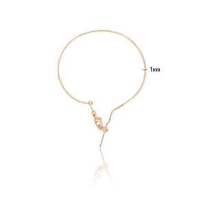 Adjustable 14K gold plated 1mm box chain bracelet with lobster clasp and needle end