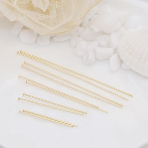 Various lengths of 14K gold plated flat head pins for DIY jewelry making accessories