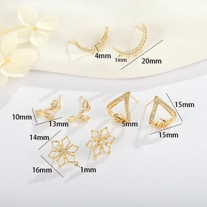 Boucles d'oreilles fleurs en aiguille argent 925 avec zircons pour bijoux DIY