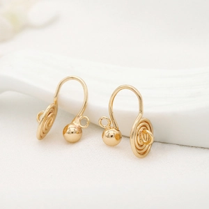 Clips d'Oreille en Laiton Plaqué Or 14K Spirale Non Percés Accessoires de Boucles d'Oreilles DIY Bijoux Création