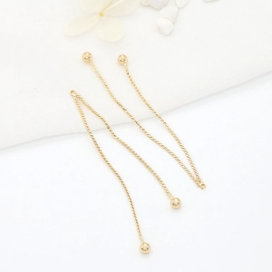 Minimalistische 14k vergoldete Kupfer-Ohrringketten mit Metallkugeln für DIY-Schmuck