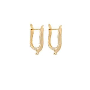 Polished 14K gold plated U-shaped earrings with zircon and DIY jewelry pendant loops