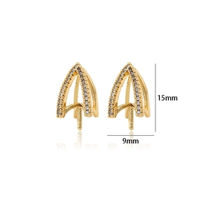 Detailed view of micro-pave zircon umbrella earrings with 15mm and 9mm dimensions