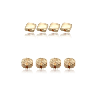 Flat round and square 14K gold-plated copper beads for DIY bracelet making