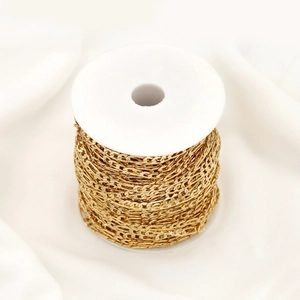Bobine de chaîne en cuivre plaqué or 14K pour la création de bijoux DIY et artisanat