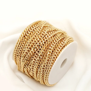 7mm gold-plated curb chain roll on spool for DIY jewelry making and bag accessories