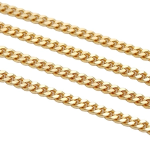 Polished 14K gold-plated 7mm Cuban link chains for DIY jewelry making and bag accessories