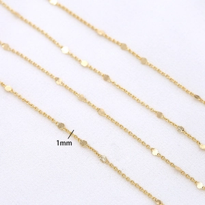 14K gold plated 1mm small disc cross chain for DIY jewelry making and earring designs