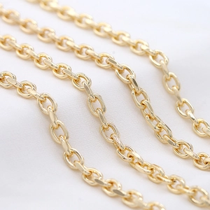 Polished 14K gold-plated geometric link chain for DIY jewelry making and necklace crafts