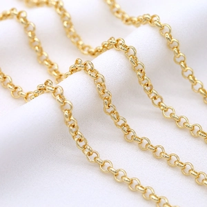 Classic 14K gold-plated O-chain Rolo necklace material for DIY jewelry design