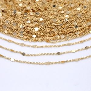 DIY Jewelry Accessories Copper 14K Gold Plated Round Disc O Chain Simple Tassel Fine Chain For Necklace Earrings Making