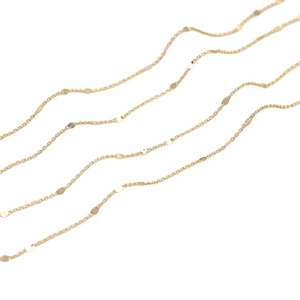 Minimalist 14K gold plated O-chain necklace with small flat disc sequins and metallic shine