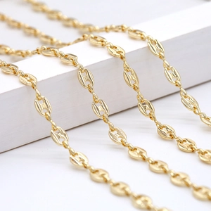 Chaîne Marine en Cuivre Plaqué Or 14K Maille de Porc pour Collier Bracelet DIY Fournitures de Fabrication de Bijoux