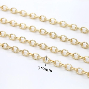Maillons de chaîne rolo 14K or texturés 7*9mm pour bijoux DIY colliers et bracelets