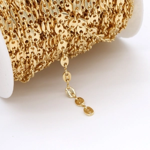 Chaîne grain de café plaquée or 14K sur bobine pour création de bijoux DIY