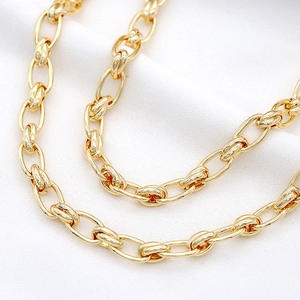 Polished 14k gold plated chunky oval link chain for DIY jewelry making accessories