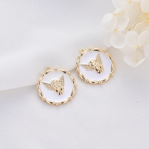 DIY 14K vergoldete Amor-Engel-Anhänger mit weißer Emaille für Schmuckherstellung