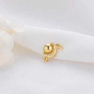 Exquisite 14K gold plated globe pendant with polished finish and clear engraved lines