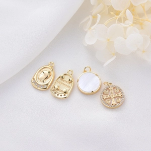 14k gold plated s925 silver pendants with Roman portrait and religious motifs