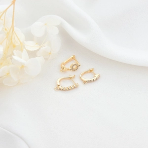 14K Vergulde Koperen Huggie Creolen Oorbel Accessoires Met Strass DIY Rond U-Vormig Sieraden Maken Oorbelhaken Voor Dames