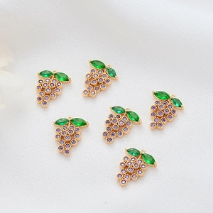 Exquisite gold-plated grape pendants set with purple and green cubic zirconia stones