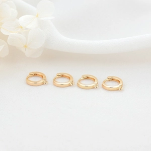 Set of four 14K gold-plated leverback earring hooks with hanging loops for DIY jewelry