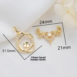 Goldene Zirkon Herz und Oval Anhänger für DIY Halsketten und Armband Zubehör