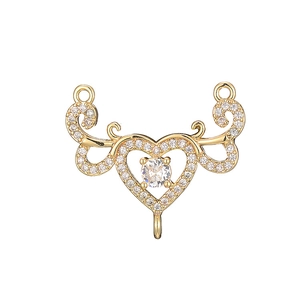 Goldener Herzanhänger mit Zirkonia und Filigrandetails für DIY-Schmuckherstellung